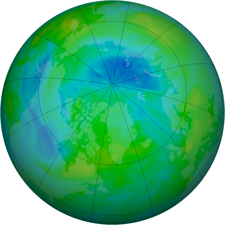 Arctic ozone map for 07 September 1990